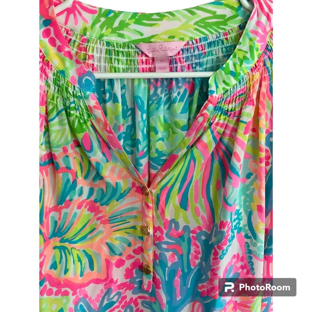Lilly Pulitzer Elsa Silk "Lovers Coral" Top Women's Size Medium - Picture 2 of 7